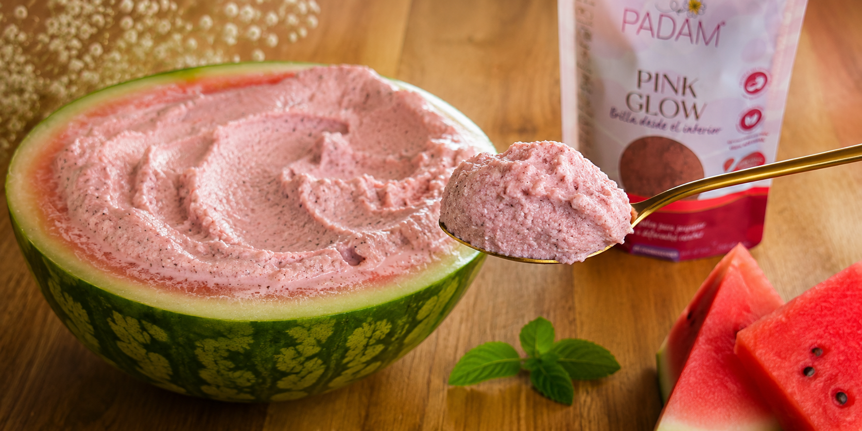 Viral watermelon ice cream with Greek yogurt and Pink Glow